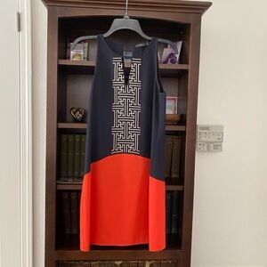 Black and Orange Halter Sheath Mini Dress